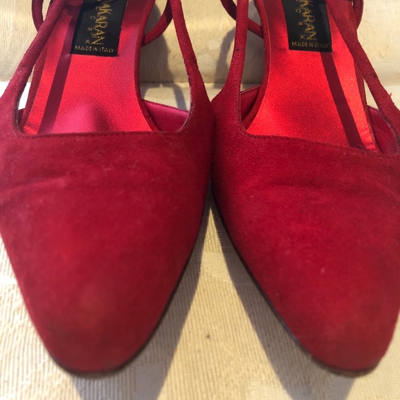 Donna Karan red suede sling backs - Picture 5 of 8